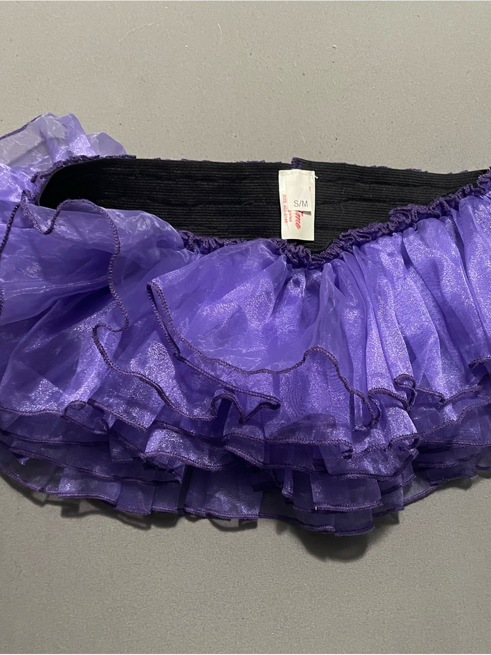 Women's Purple Ruffle Tulle Mini Skirt with Elastic Waist